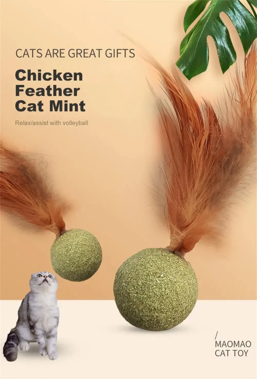 Katzenminze-Ball mit Feder – essbares Katzenspielzeug zur Zahnpflege & Beschäftigung – Bild 5