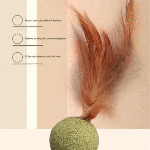 Katzenminze-Ball mit Feder – essbares Katzenspielzeug zur Zahnpflege & Beschäftigung
