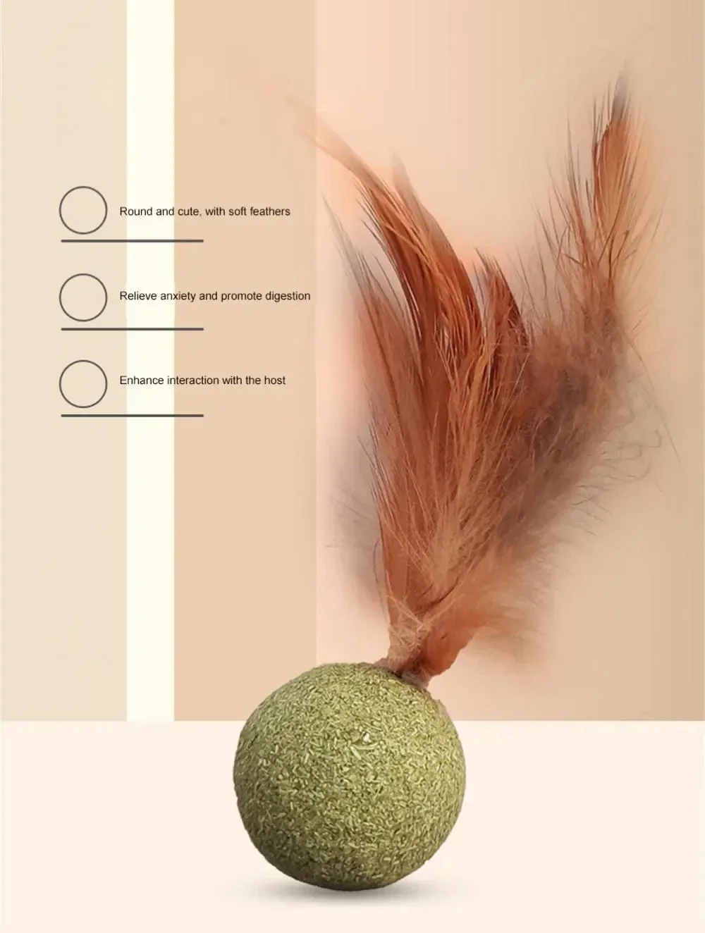 Katzenminze-Ball mit Feder – essbares Katzenspielzeug zur Zahnpflege & Beschäftigung