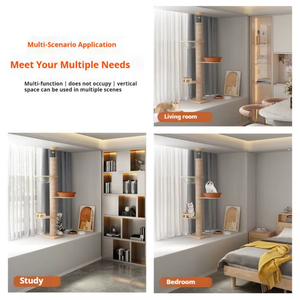 Verstellbarer Kratzbaum-Hausturm, multifunktionaler raumhoher Hausturm aus Holz, weich – Bild 2