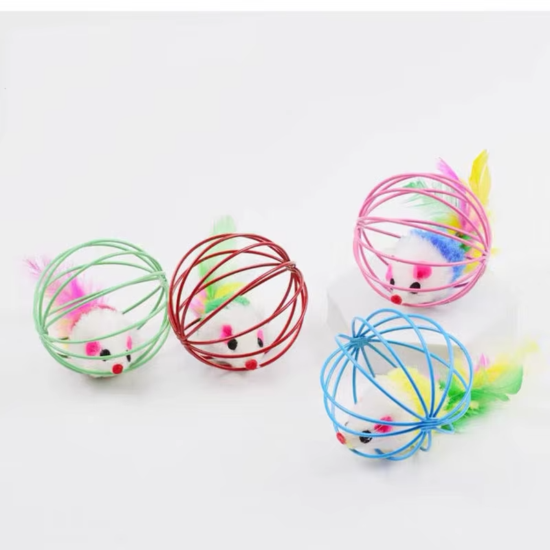 Beliebtes buntes Maus im Käfig, Katzenspielzeug mit Sand – Bild 6